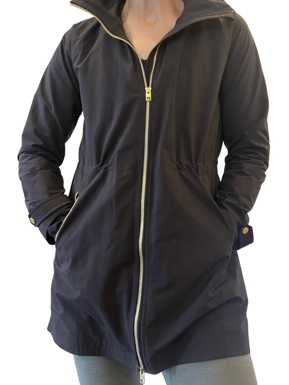ATHLETA Black Rain Jacket with Gold Hardware  | Size Small